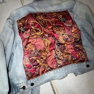 Very Oversized Denim Jacket with Paisley Back Panel